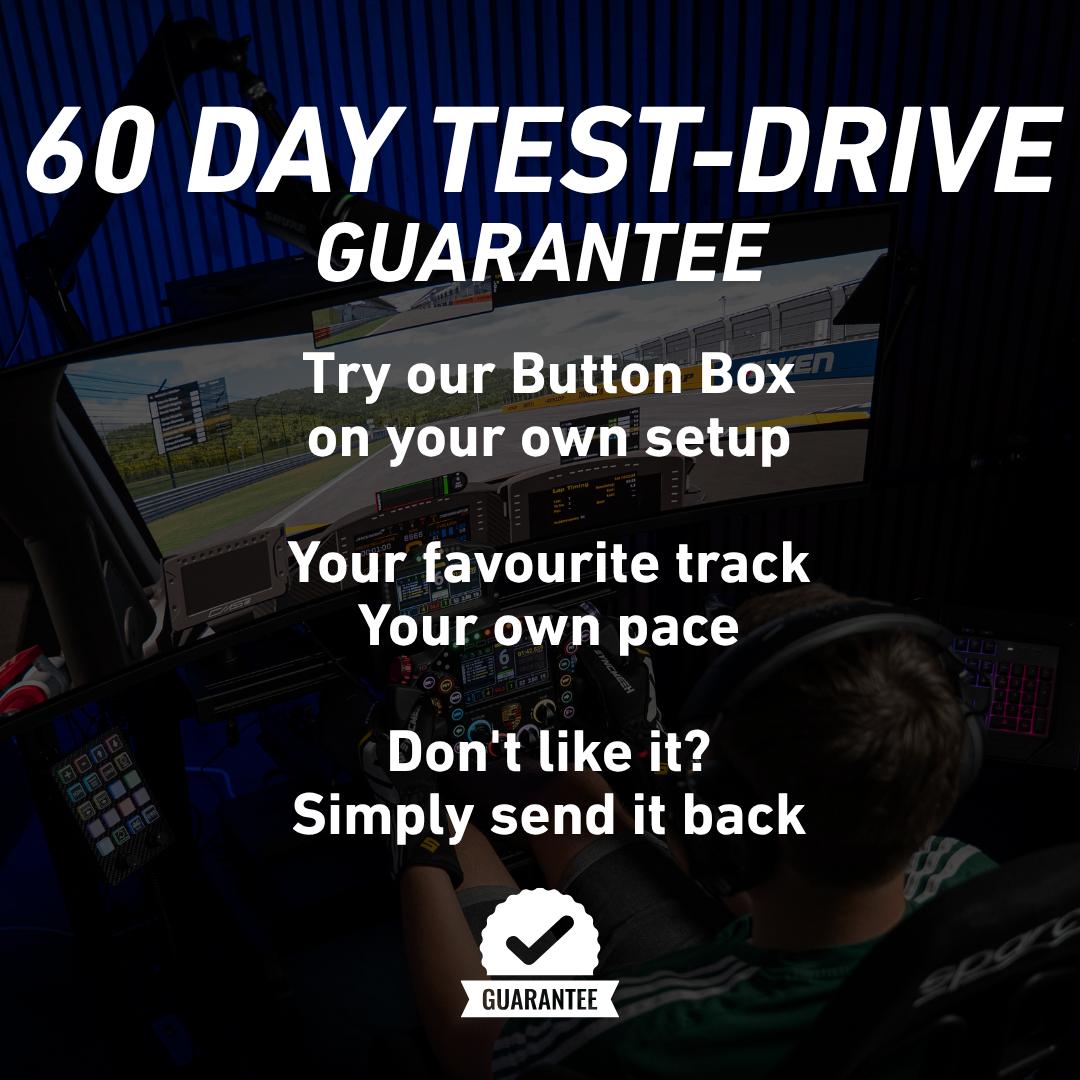 60-day Test Drive: Try our Button Box on your own setup. Don't like it? Simply send it back.