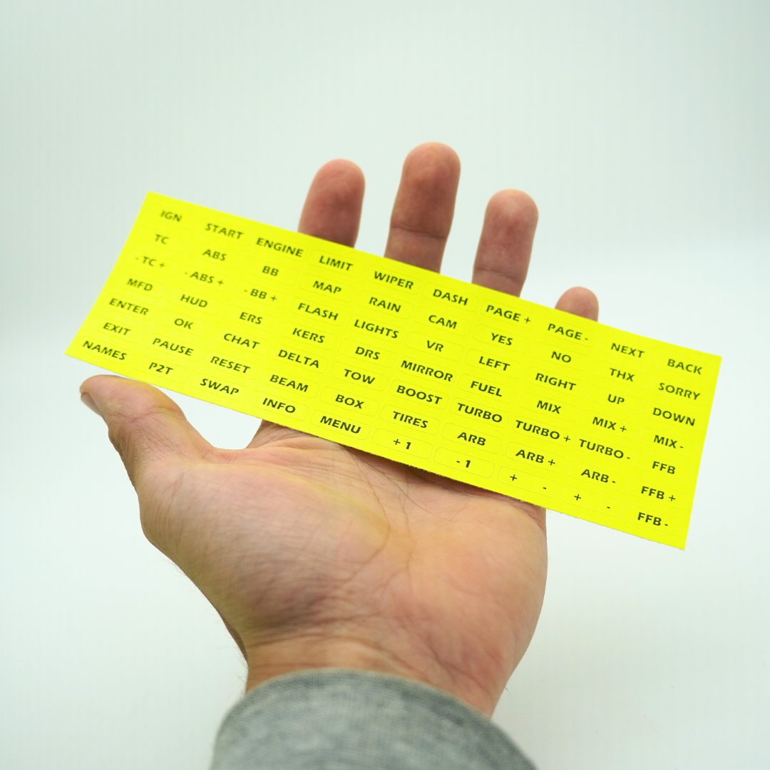 Simracing Sticker Sheet - Neon Gelb
