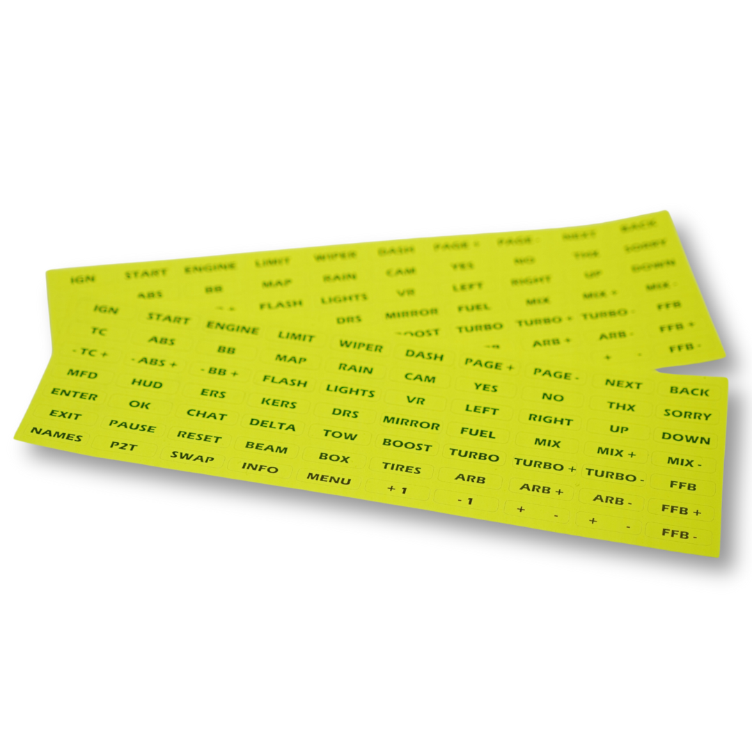 Simracing Sticker Sheet - Neon Gelb