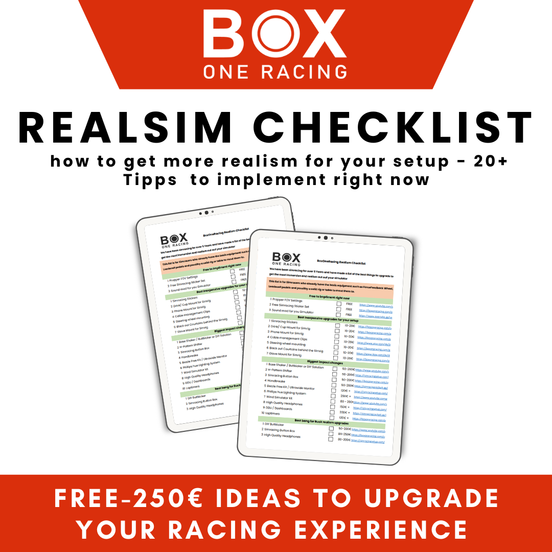 Realism Checklist for Simracers - 20+ Tipps to on how to upgrade your steup to get more realism